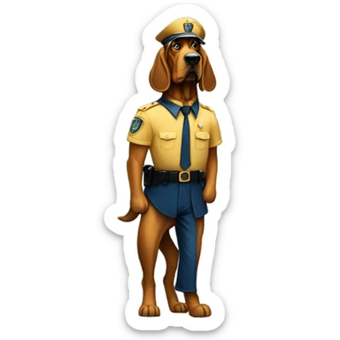 Full body Gold and blue bloodhound as a policeman directing traffic.  sticker