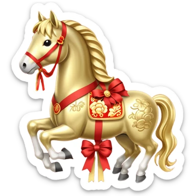 Chinese new year 马，我要有新年气氛的… 可以加 新年快乐 2026 字眼吗？ sticker