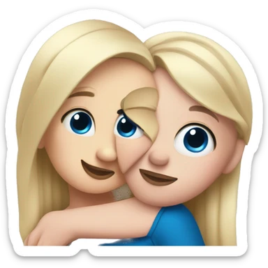 Pig hugs blonde women with blue eyes sticker