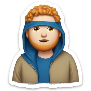 fat, ginger streamer named caseoh wearing a blue hoodie emoji sticker