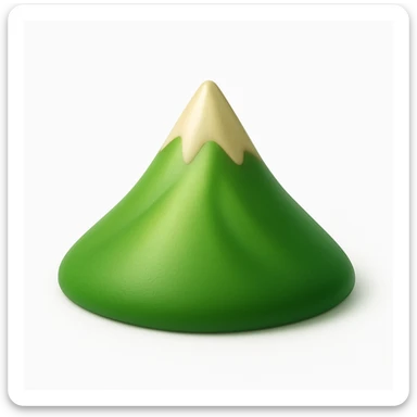 A 3D emoji in iOS emoji aesthetic style of a small mountain peak or hilltop, with a pointed summit and smooth green slopes, soft lighting, minimal and glossy Apple-style design, clean white background

 sticker