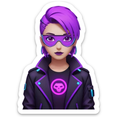 neutre gender neon cyberpunk light purple  sticker