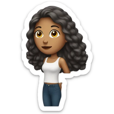 Long shot of woman with big behind sticker