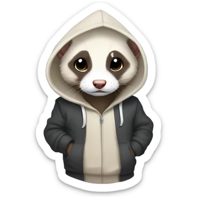 Ferret wearing a hoodie sticker
