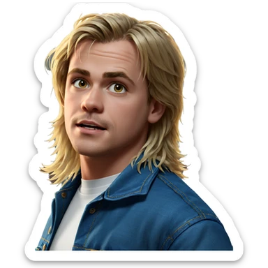 blonde boy in denim jacket sticker