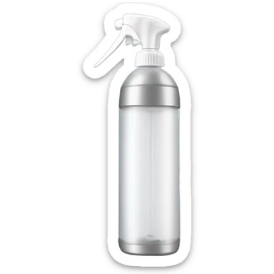 A handheld plastic spray bottle with a transparent container, featuring a long, thin stainless steel nozzle extending from the front of a white handle. sticker