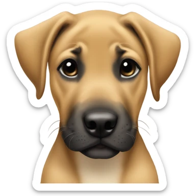 Black mouth cur puppy smiling  sticker