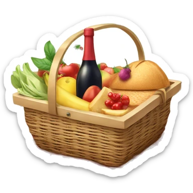  beautiful picnic basket filled with romantic summer foods with a Summer Core  sticker