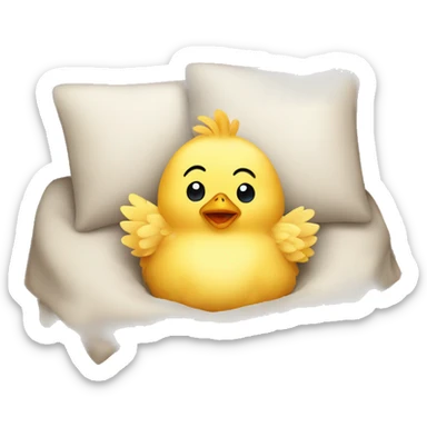 baby chicken laying in a bed sticker