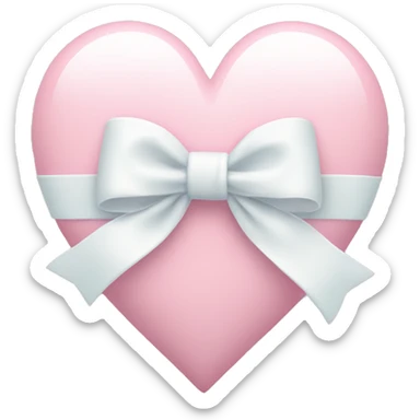 Pastel pink heart with white bow sticker