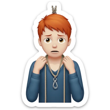 red headed boy hanging by his neck from a noose sticker