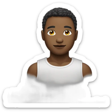 garçon avec la peau blanche les cheveux noirs et la raie au milieux sticker