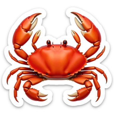 Cinematic Realistic Cute Yawning Crab Portrait Emoji, Head tilted slightly with a dramatic, wide-open yawn, showcasing a soft, textured red shell with a charming, naturally formed face and drooping features, rendered with realistic detail and warm, sandy light, high shine, relaxed yet expressive, styled with a dash of coastal charm, soft glowing outline, capturing the essence of a sleepy yet affectionate crab that appears ready to stretch out on the shore for a peaceful nap! sticker