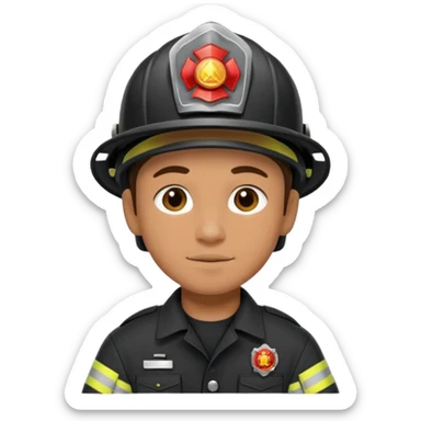 Firefighter with Black uniform sticker