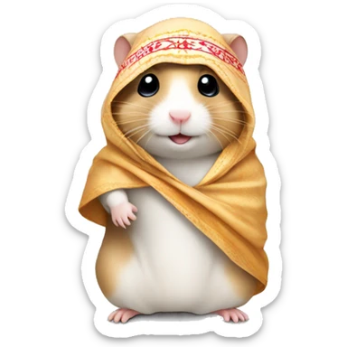 An Arab hamster wearing a thobe and shemagh sticker