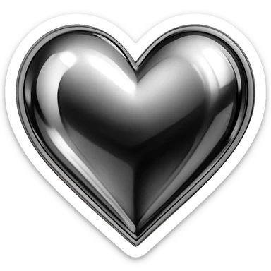 heart with a chrome mirror finish, digital illustration, no background sticker