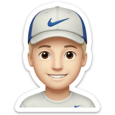 Quiero un emojis con una cara de niño con uno gorra de lado de Nike y sonriendo como los emojis de iPhone  sticker