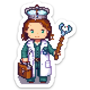Tudor doctor, holding medical tools sticker