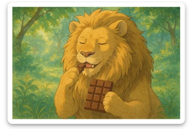 lion eating chocolate sticker