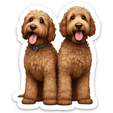 Tan and brown labradoodles standing together sticker