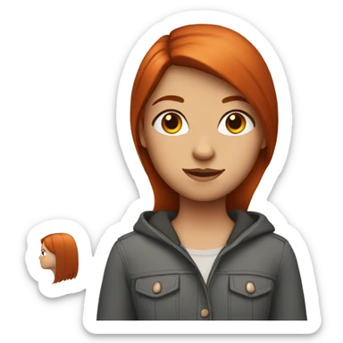 girl with straight red hair and brown eyes  sticker