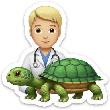 blonde man veterinarian with turtle sticker