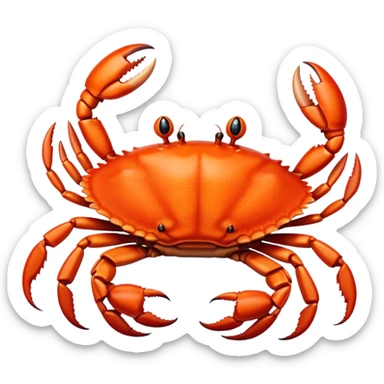 A crab with a fierce face snaps its claws, guarding its turf with serious crustacean energy sticker