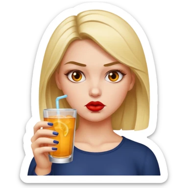 Hot girl sipping a drink looking mean sticker
