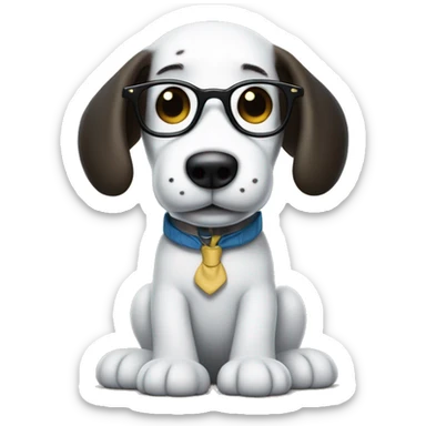 Snoopy the dog from Charlie Brown wearing glasses and a Joe Cool shirt sticker