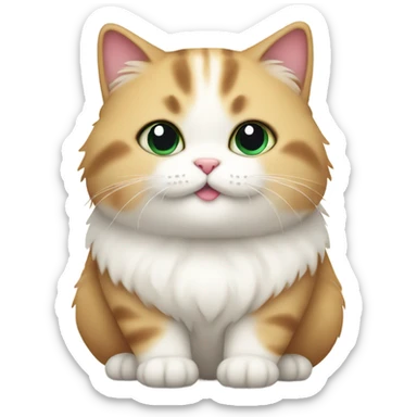 cute chubby fluffy cat with sweet white  sticker