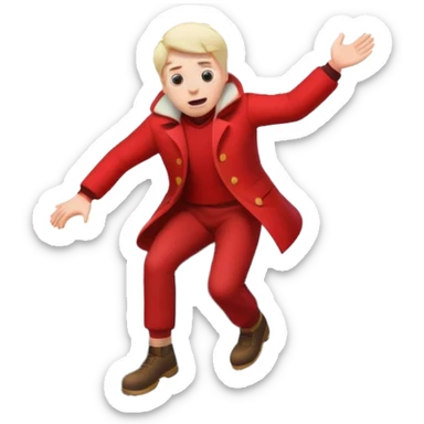 apple style emoji of a scared man tumbling down a mountain sticker