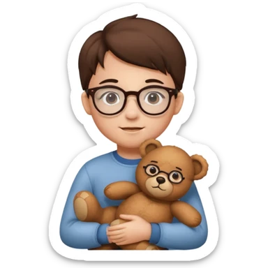 kid wearing glass with teddy bear  sticker