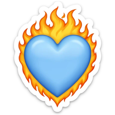 Blue heart with fire sticker