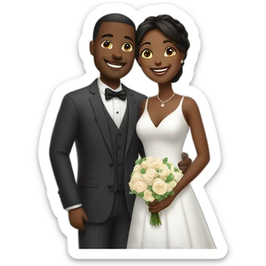 black happy married life sticker
