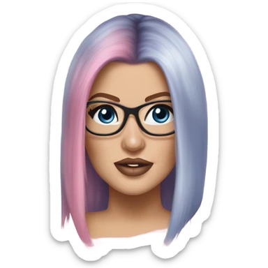 Photo Realistic khloe kardashian stylish pink hair BLUE eyes and glasses elegant  sticker