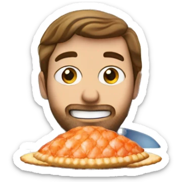 Brown haired norwegian guy eating a tarte shell with shrimps while watchinc Maskorama on tv sticker