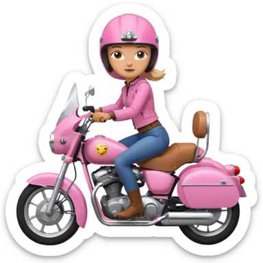 woman rider riding pink motorbiker sticker