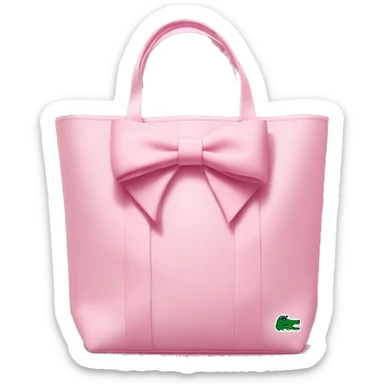 pink lacoste tote bag with one white bow on left side of the bag  sticker