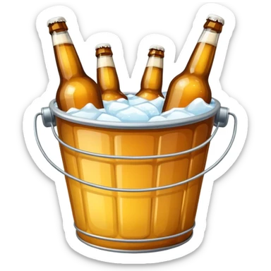 a bucket filled with bottles of beer, vibrant and inviting, modern emoji style sticker