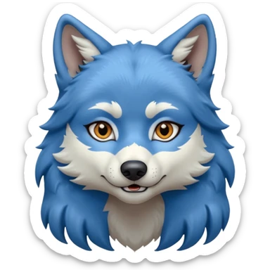 A female feminine blue wolf  sticker