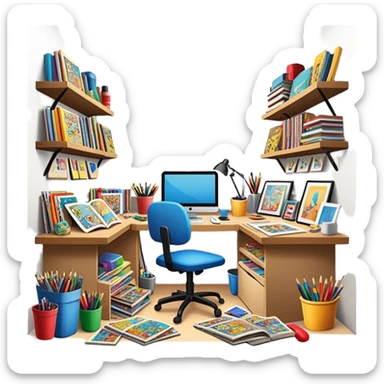Comic studio or workshop sticker