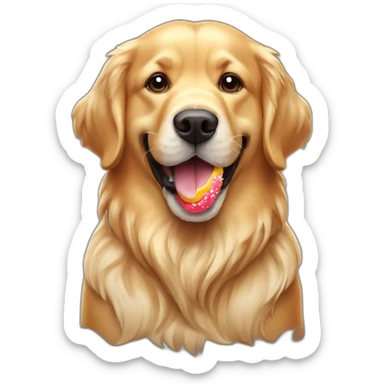 Perro Golden Retriver comiendo helado sticker