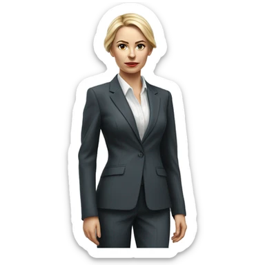 Russian woman full length in suit photorealistic serious sticker