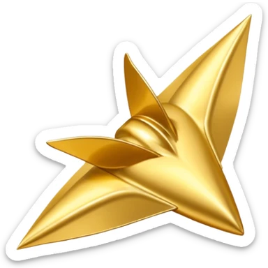 a single gold talaria, pointed down in mid air as if it is flying. minimalist. sticker