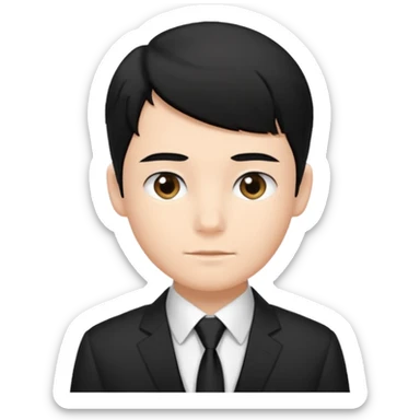 Chico con pelo negro, camisa negra y una corbata blanca sticker