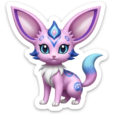 Shiny Exotic Cute Espeon-Sylveon-Purrloin-Meowstic-Hybrid-Creature with pattern-markings sticker