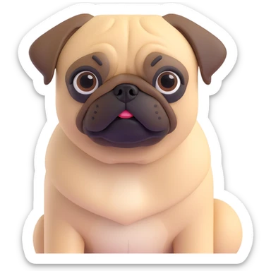 A pug posing, close up pose, living room background sticker