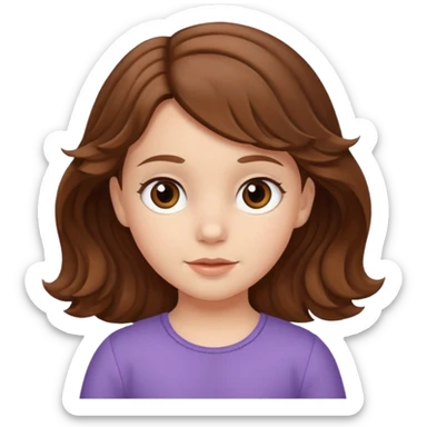 3yr old very white girl with wavy brown hair in front of the sholders and brown eyes sticker