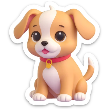cute cartoon white puppy sticker
