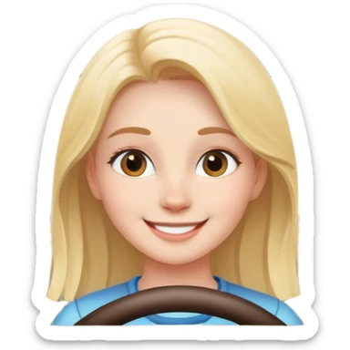 smiling girl in car interior sticker